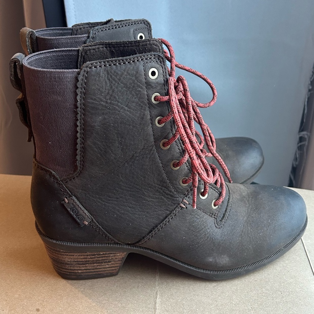 Teva Women's Brown Leather Waterproof Boots with Heel